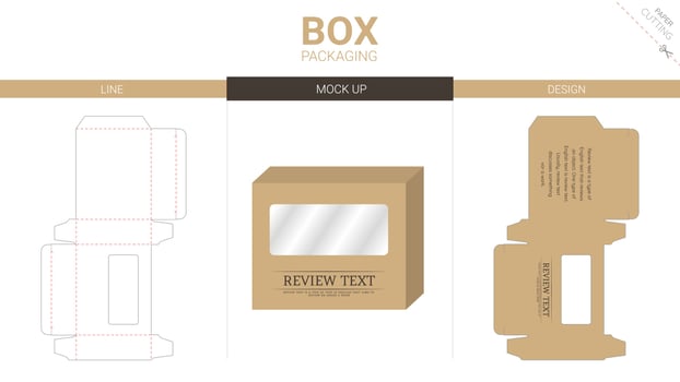 Box packaging and mockup die cut template vector