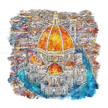Florence Italy Watercolor sketch hand drawn illustration vector