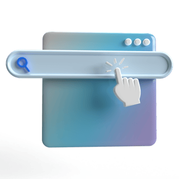 3d Search engine and Hand Click PNG