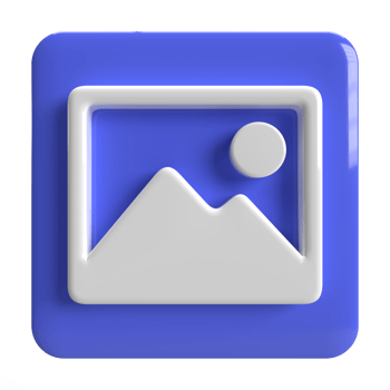 3d Picture Icon Blue White Color PNG