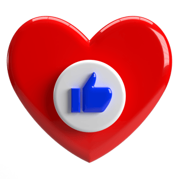 3d Red Love Heart with Like Hand Icon PNG