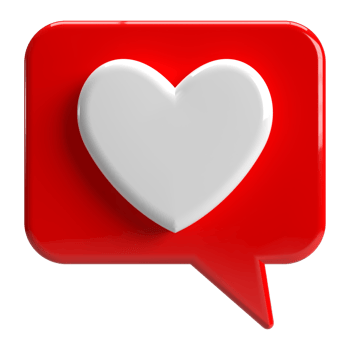 3d Love Heart Red Color and Speech Bubble PNG