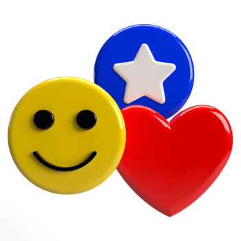 3d Love Heart Star and Smile Emoji PNG
