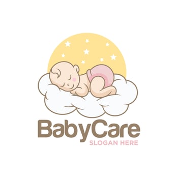 Sleeping Cute Baby Logo Designs Template vector