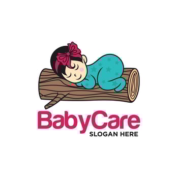 Sleeping Cute Baby Logo Designs Template vector