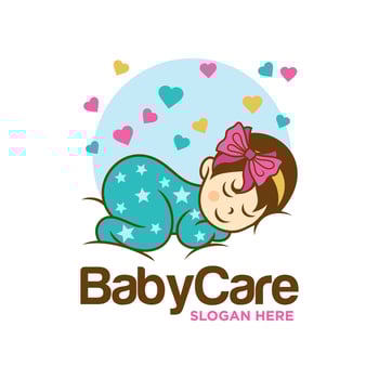 Sleeping Cute Baby Logo Designs Template vector