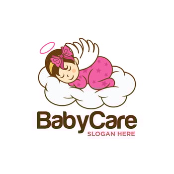 Sleeping Cute Baby Logo Designs Template vector