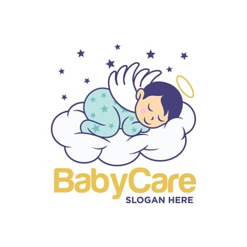 Sleeping Cute Baby Logo Designs Template vector