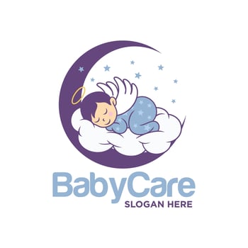 Sleeping Cute Baby Logo Designs Template vector