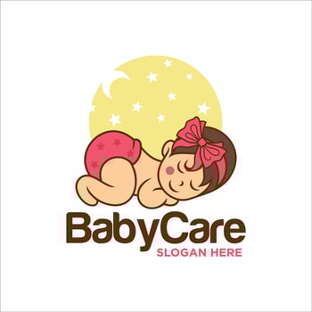 Sleeping Cute Baby Logo Designs Template vector