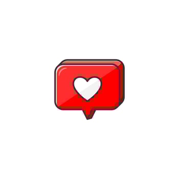 Red cartoon love chat vector icon on white background