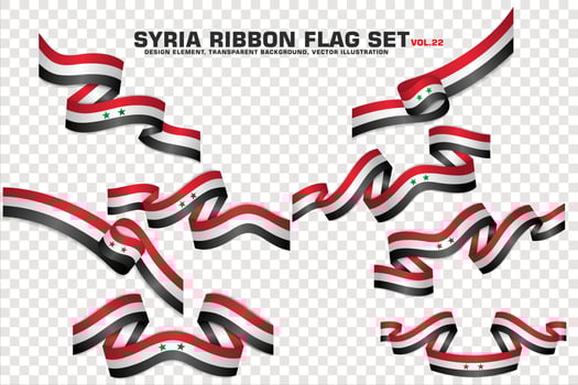 Syria Ribbon Flags Set, Element design, 3D style. vector Illustration