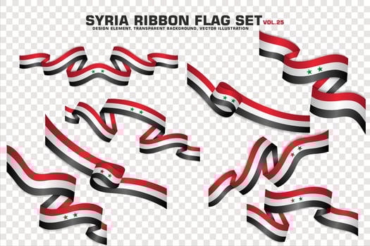 Syria Ribbon Flags Set, Element design, 3D style. vector Illustration