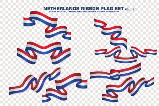 Netherlands Ribbon Flags Set, Element design, 3D style. vector Illustration