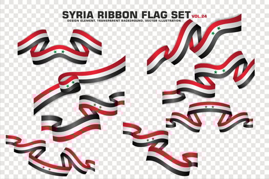 Syria Ribbon Flags Set, Element design, 3D style. vector Illustration