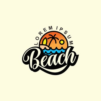Beach, Sea, Sunset, Sunrise, logo design Vector illustration