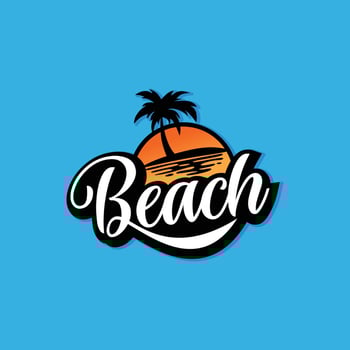 Beach, Sea, Sunset, Sunrise, logo design Vector illustration