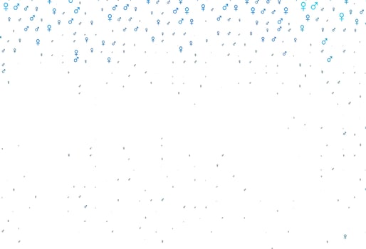 Light blue vector background with gender symbols.