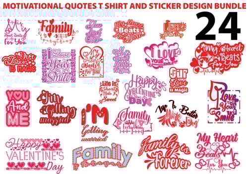 Motivational quotes t shirt and sticker design template bundle vector