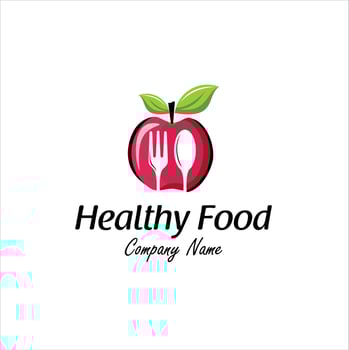 apple fruit Healthy Organic eco vegetarian food Logo design vector template