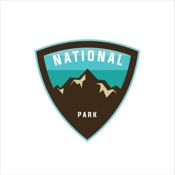 mountain travel emblems. Camping outdoor adventure emblem, badge and logo patch vector