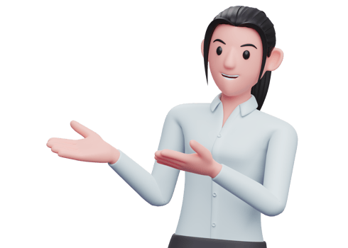 3d Business woman presenting pose with both hand to the side, 3D render business woman character illustration png