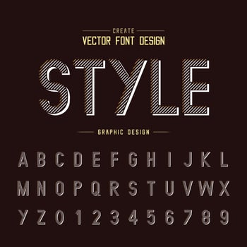 Font and alphabet vector, Line style typeface letter and number design, graphic text on background vector