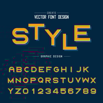 Font and alphabet vector, Style bold typeface letter and number design, Graphic text on background vector