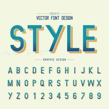Font and alphabet vector, Style typeface letter and number design, graphic text on background vector
