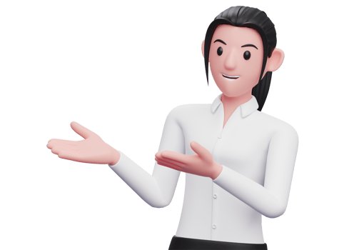 3d Business woman presenting pose open both hands to the side, business woman in white shirt character illustration 3D rendering png