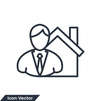 realtor icon logo vector illustration. businessman and house symbol template for graphic and web design collection