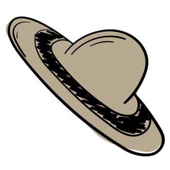 Doodle Sticker Wide-brimmed Beach Hat vector