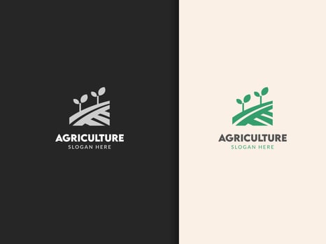 Agriculture logo design, field and plant concept vector