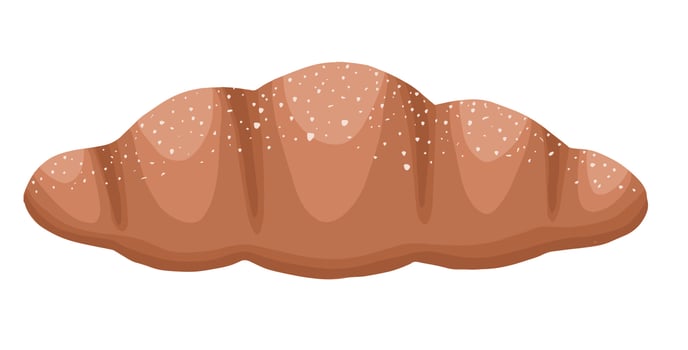 Chocolate croissant in cartoon style vector
