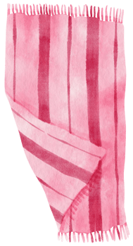 Striped pink Beach towel picnic blanket watercolor style png