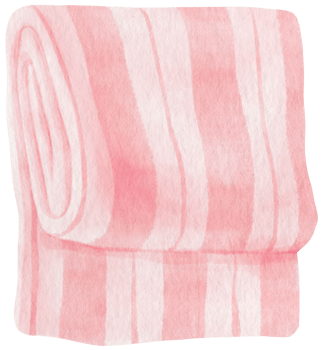 Striped pink Beach towel picnic blanket watercolor style png