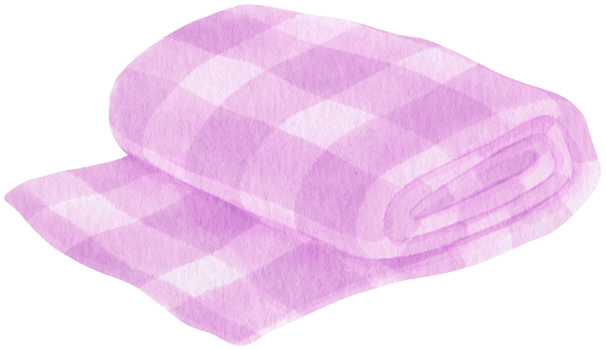 purple Checkered Beach towel picnic blanket in watercolor png