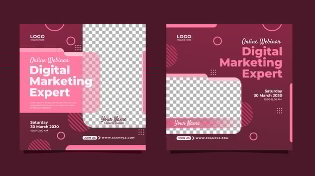 Social media post template for digital marketing webinar vector