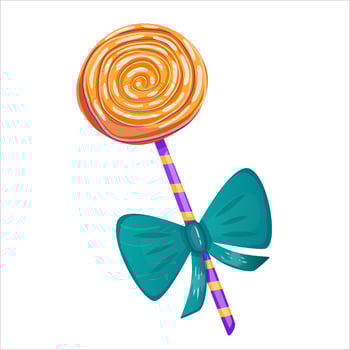 Halloween lollipop sweet candy isolated. Cartoon vector illustration.Sweet food. Festive dessert round spiral with bow.