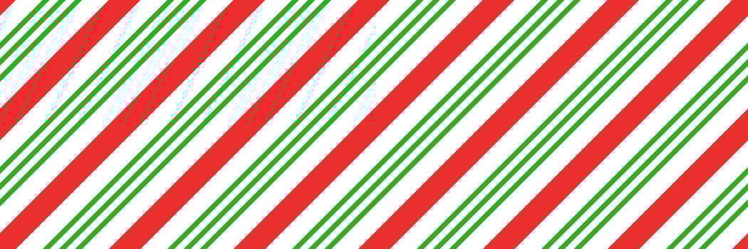 Christmas candy cane striped seamless pattern. Christmas candycane background with red and green stripes. Peppermint caramel diagonal print. Xmas traditional wrapping texture. Vector illustration