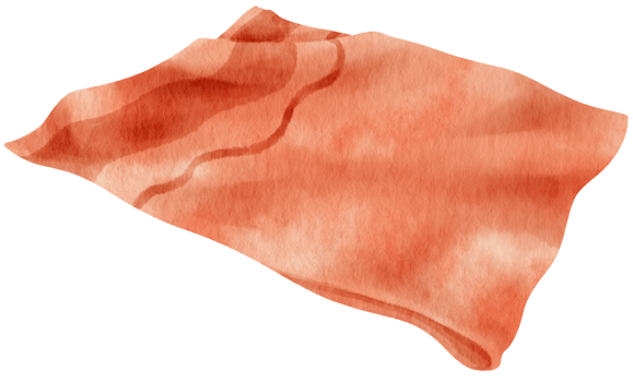 Red beach towel picnic blanket watercolor illustration png
