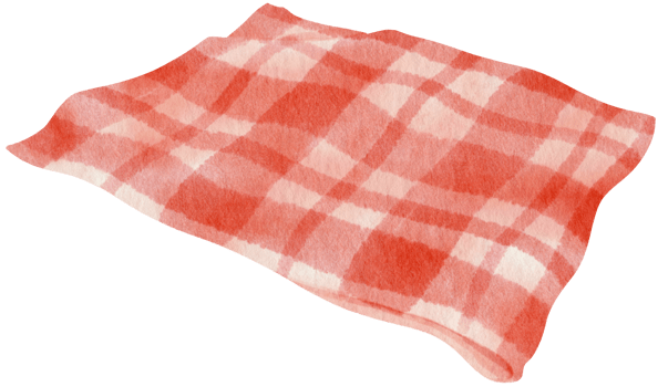 Red Checkered Beach towel picnic blanket in watercolor png
