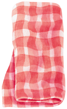 Red Checkered Beach towel picnic blanket in watercolor png