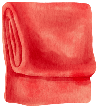 Red beach towel picnic blanket watercolor illustration png