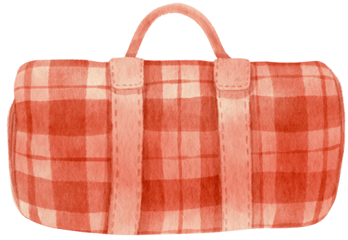 Red Checkered Beach towel picnic blanket in watercolor png