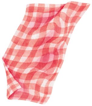 Red Checkered Beach towel picnic blanket in watercolor png