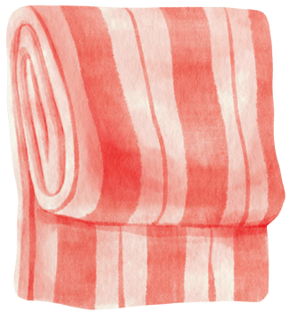 Red Stripes Beach towel picnic blanket watercolor style png