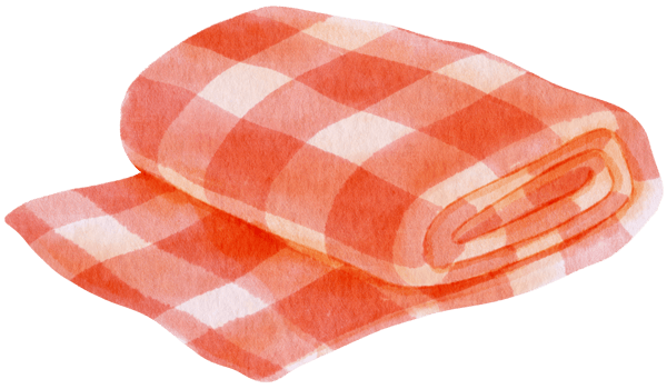 Red Checkered Beach towel picnic blanket in watercolor png
