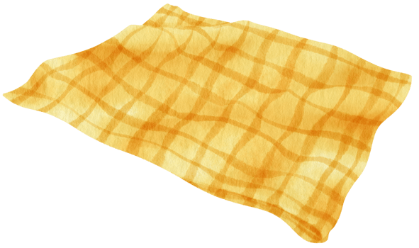 yellow Checkered Beach towel picnic blanket in watercolor png