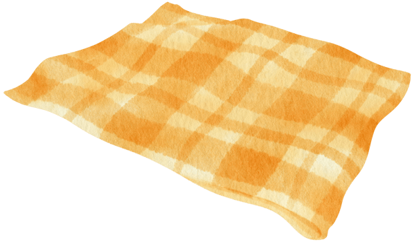yellow Checkered Beach towel picnic blanket in watercolor png